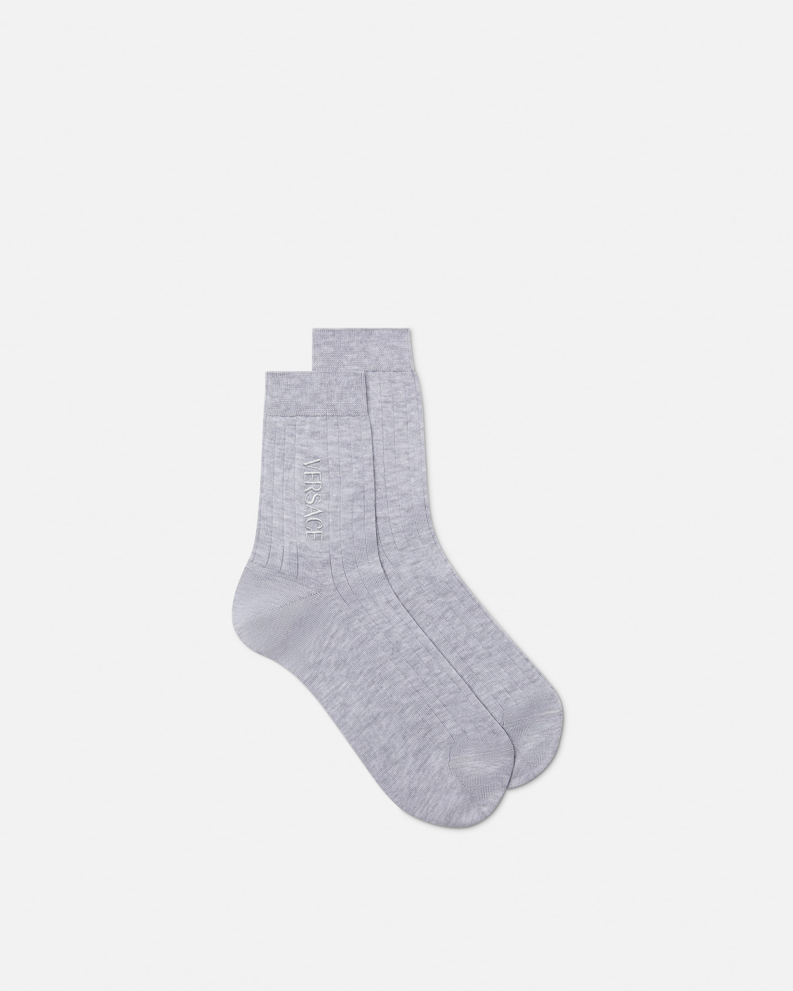 Embroidered Ribbed Cotton Socks