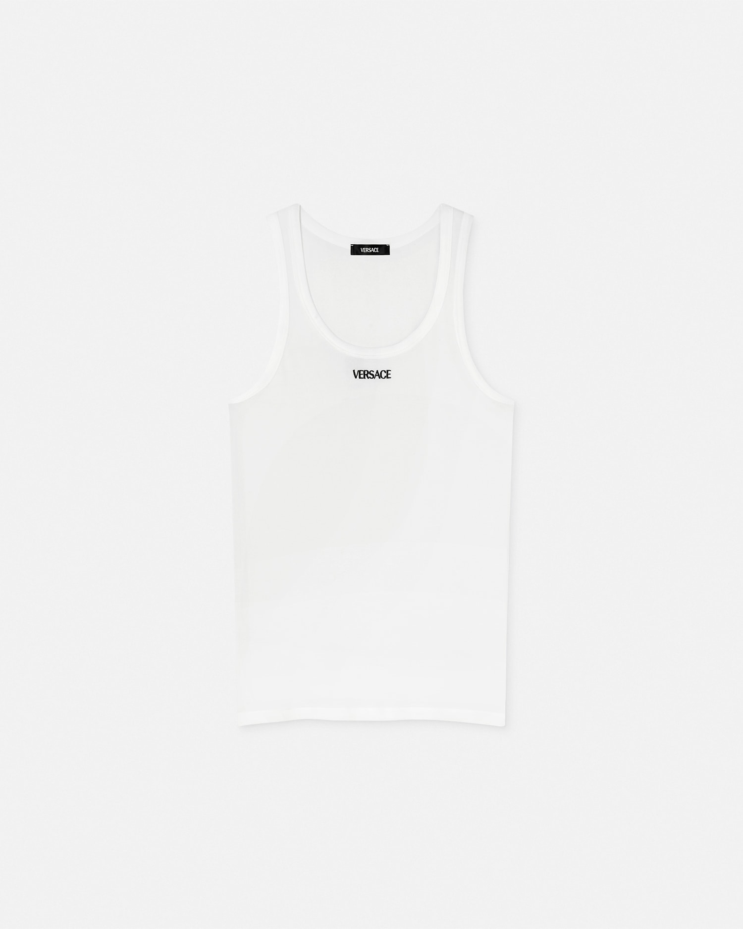 Cotton Ribbed Tank Top Black | VERSACE US