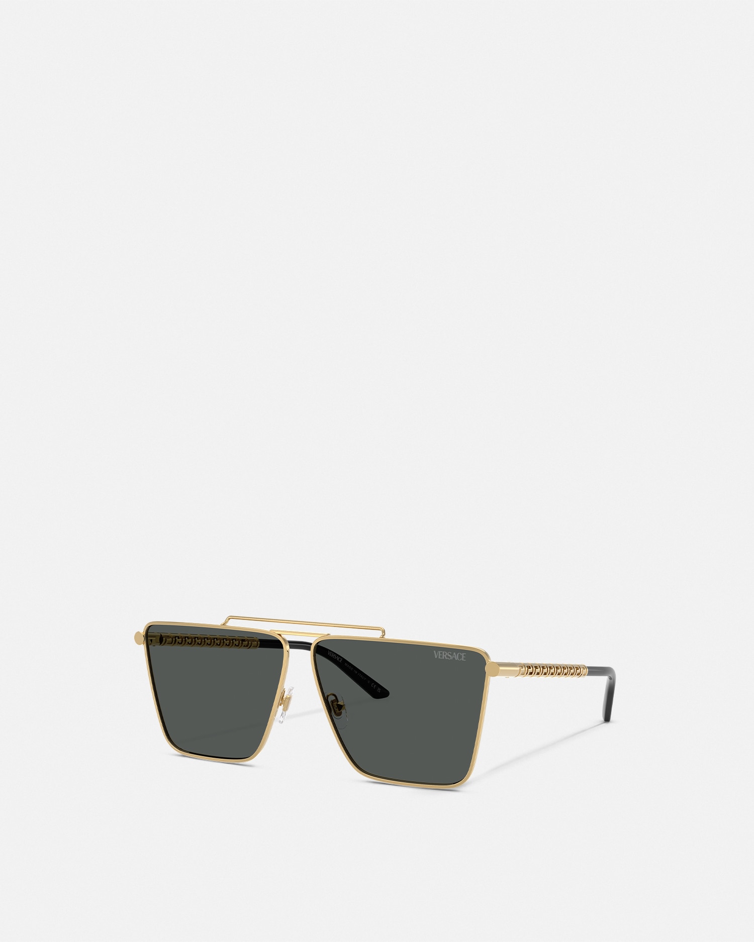 Versace Tubular Greca Sunglasses In Black+gold