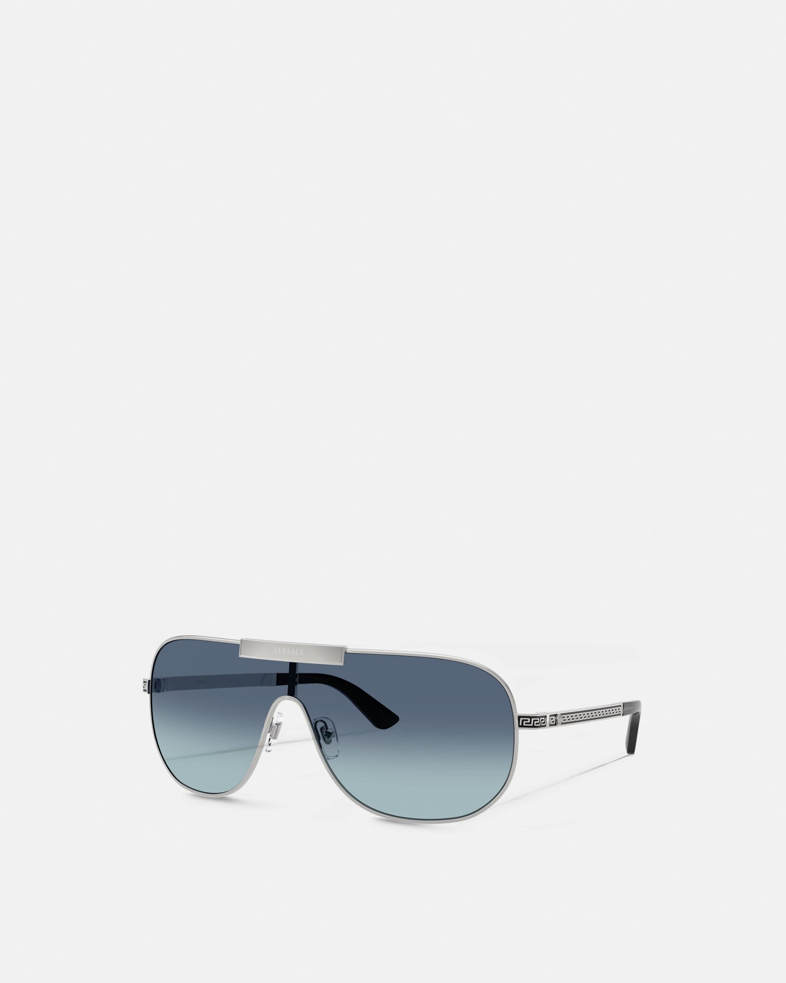 Versace Greca Flow Lunettes De Soleil Masque In Blue