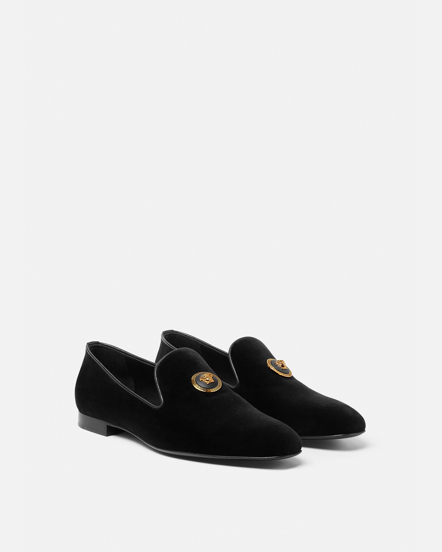 Shop Versace Accessori Medusa Velvet Slippers In Black