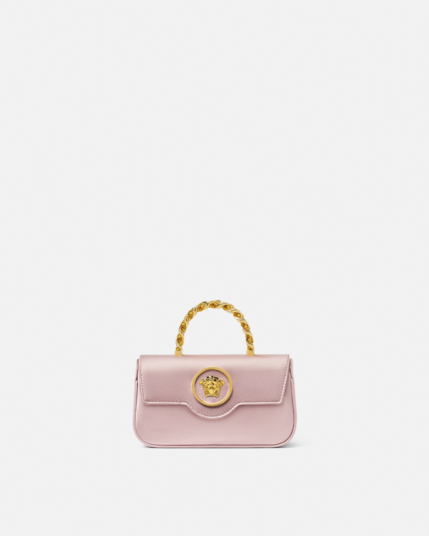 Versace La Medusa Satin Mini Bag In Orange