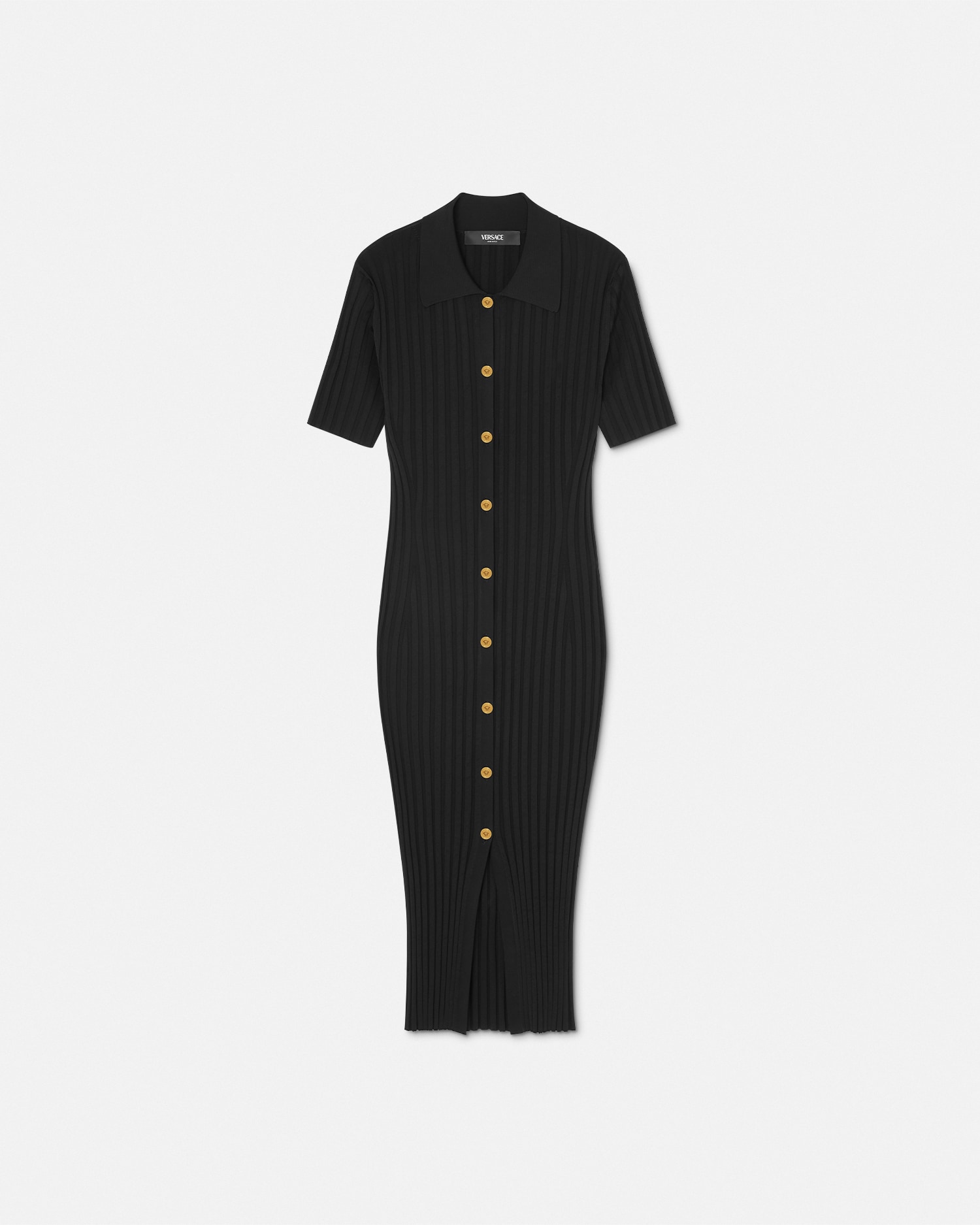 Ribbed Knit Midi Shirt Dress