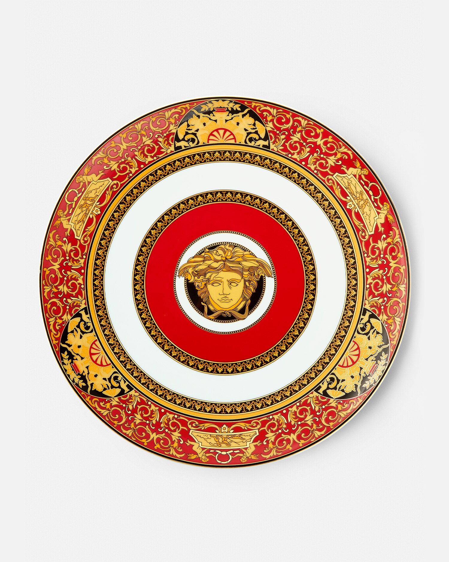 Versace Porcellane E Cristalli Medusa Red Charger Plate 33 Cm