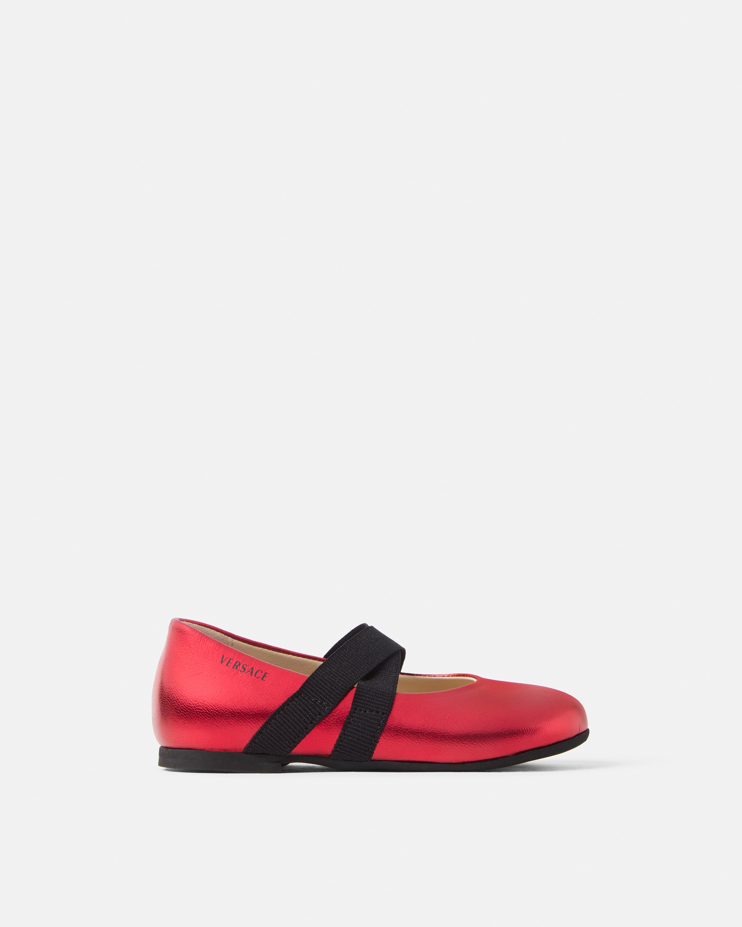 Versace Baby Ballerines En Nappa Métallisé In Red