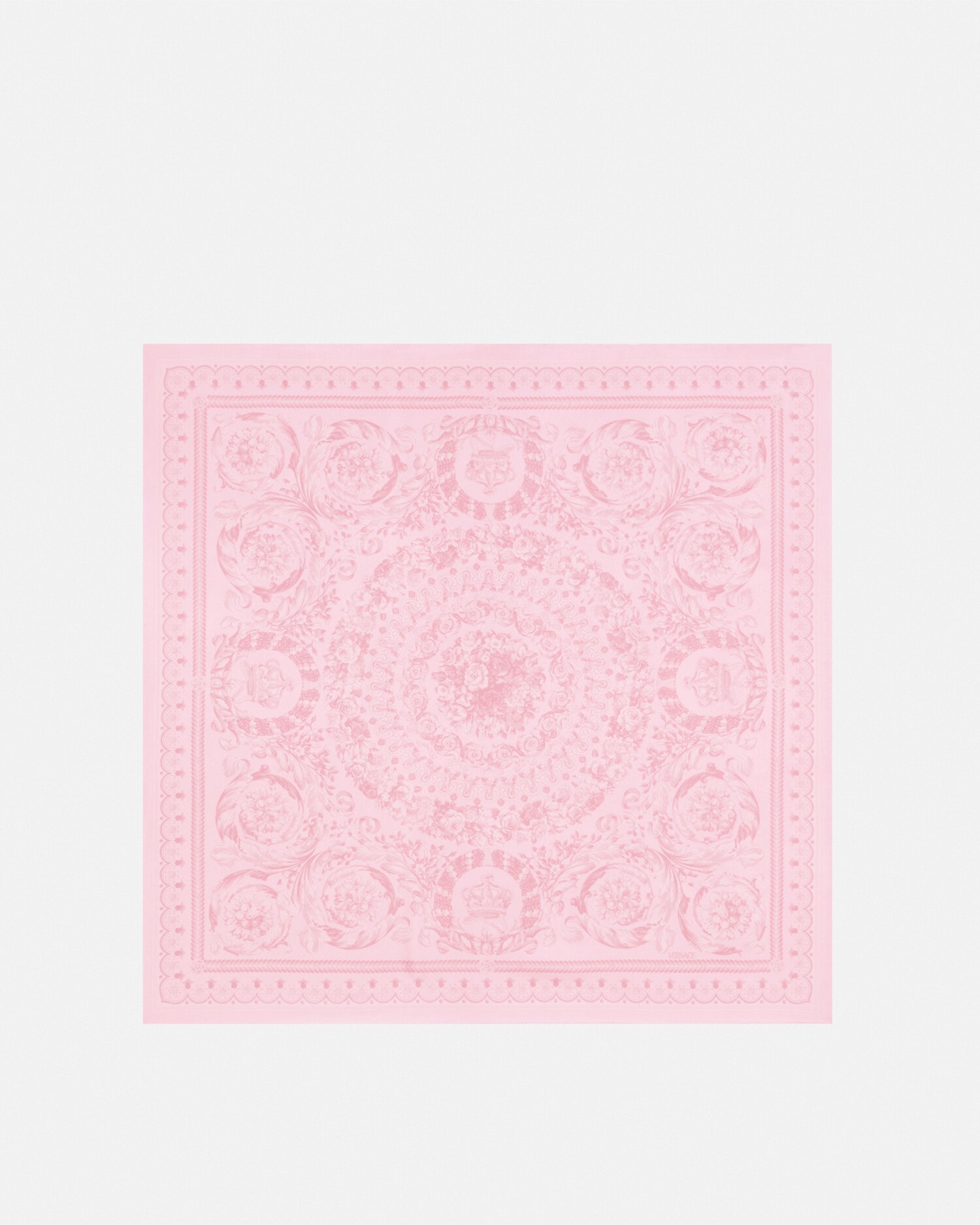 Versace Barocco Large Silk Foulard In Pink+print