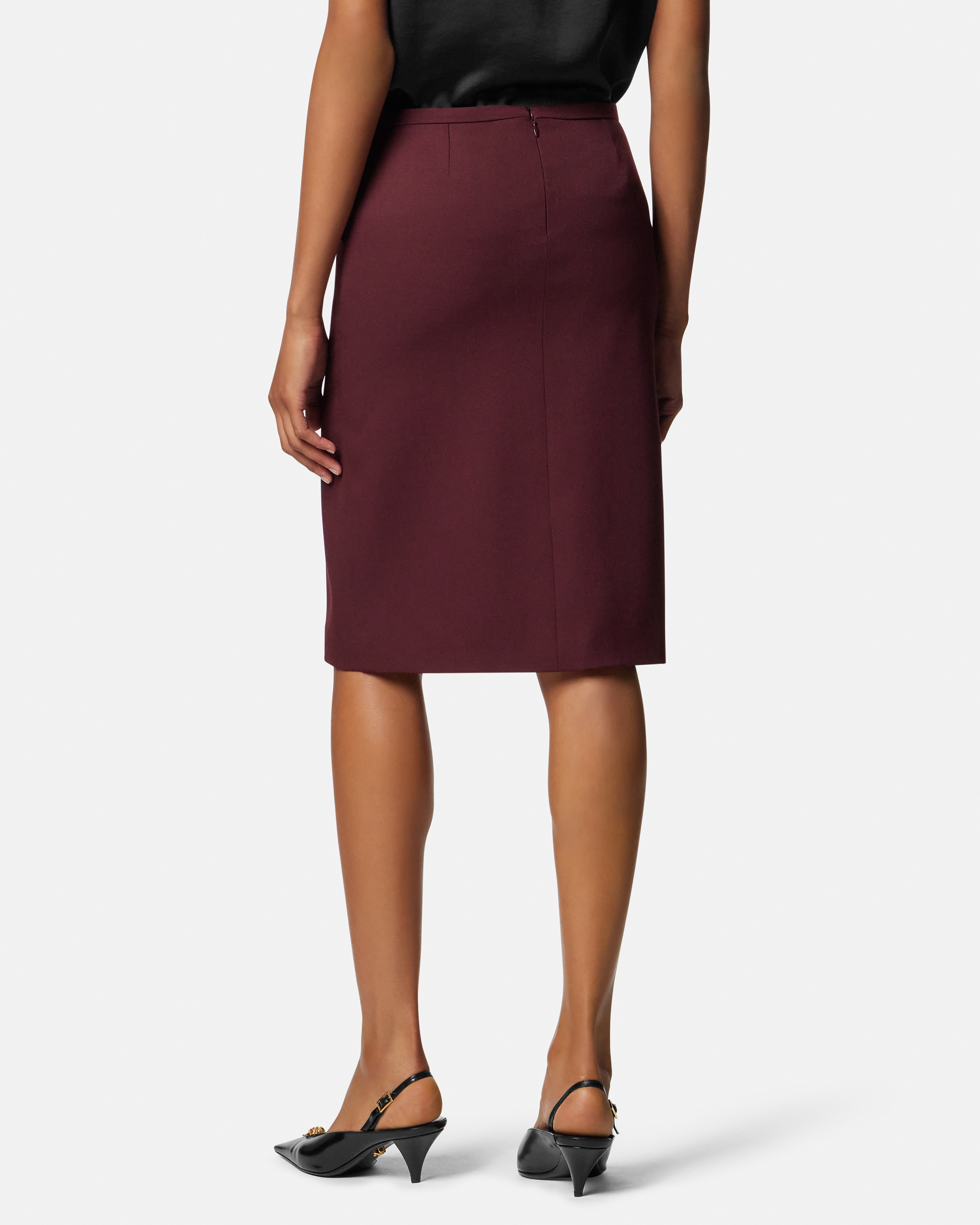 Stretch Gabardine Pencil Midi Skirt
