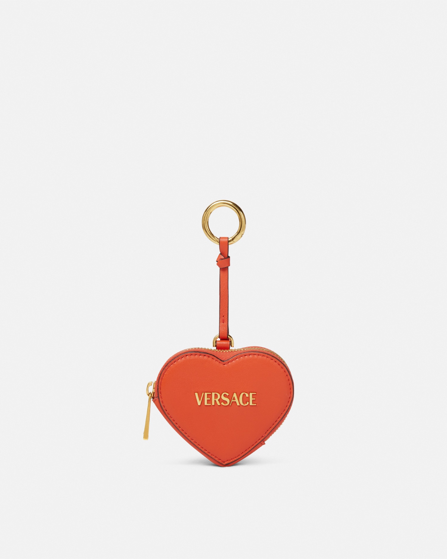 Versace Tag Coin Pouch In Orange