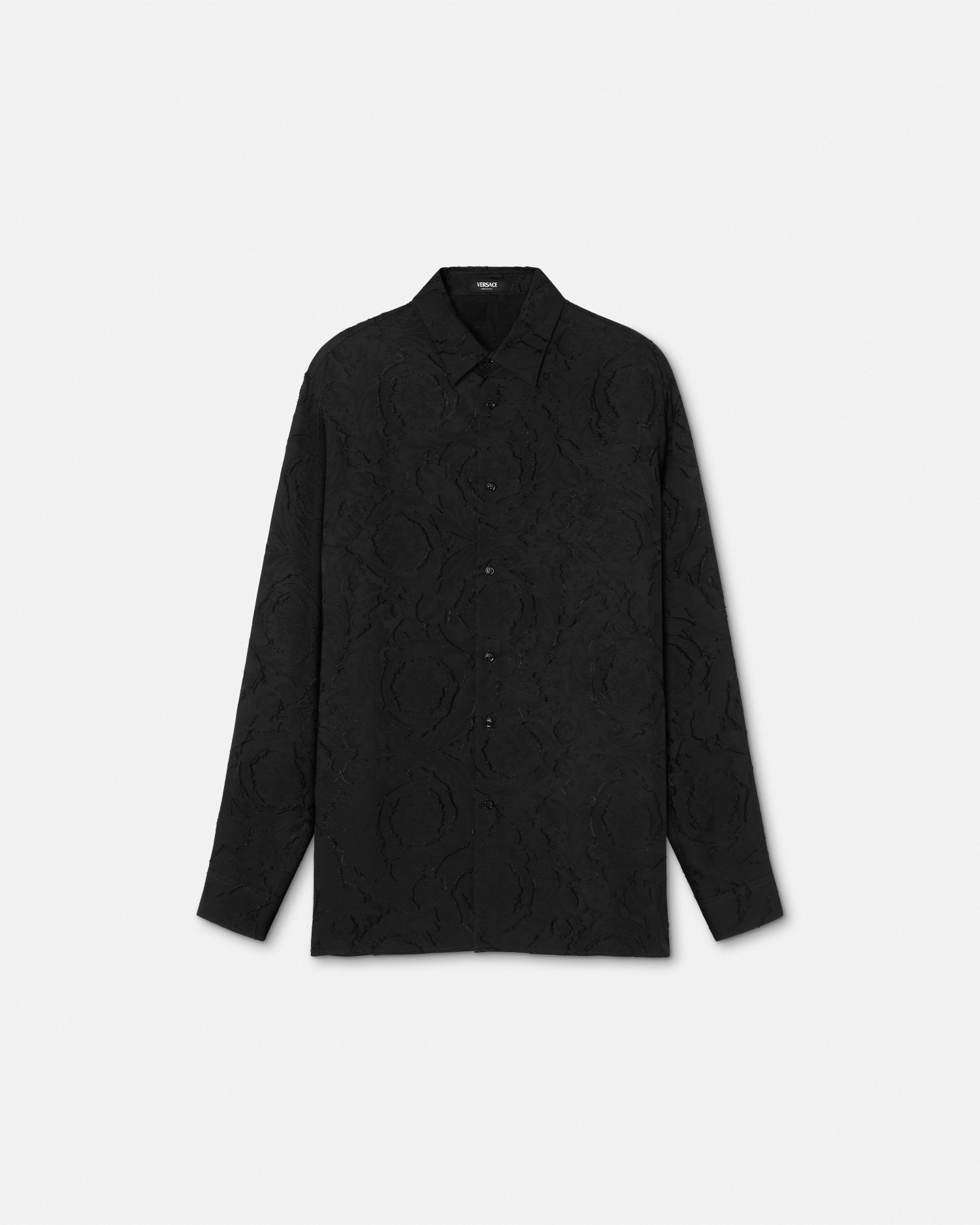 Versace Barocco Devoré Shirt In Black