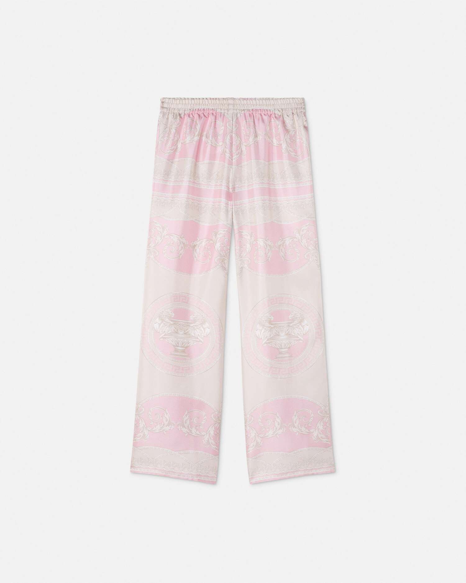 Versace Printed Silk Twill Pajama Pants In Rose+imprimer