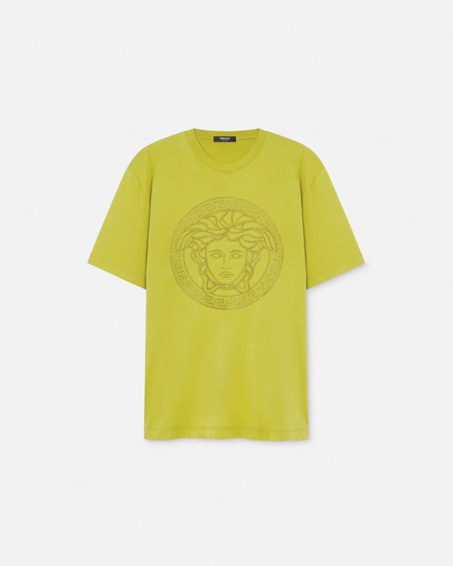 Shop Versace T-shirt Medusa Brodé In Vert
