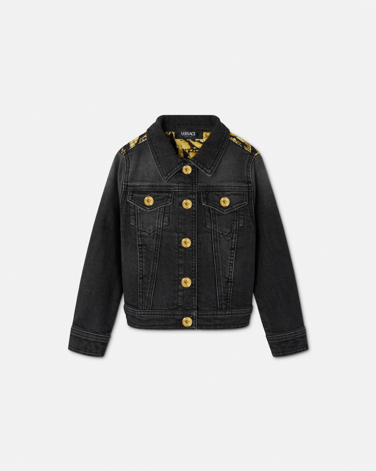 Versace Veste En Denim Barocco Kids In Noir+imprimer
