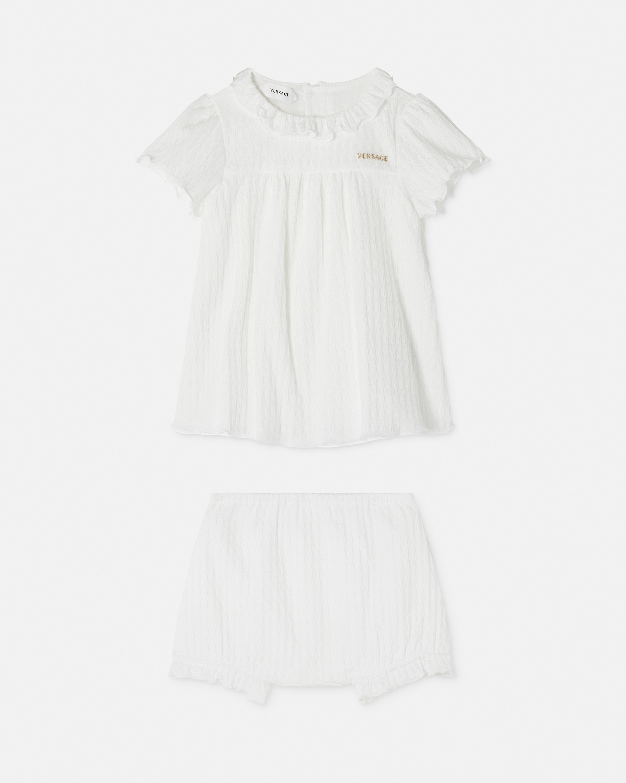 Versace Ensemble Robe En Jersey De Coton À Logo Baby In White