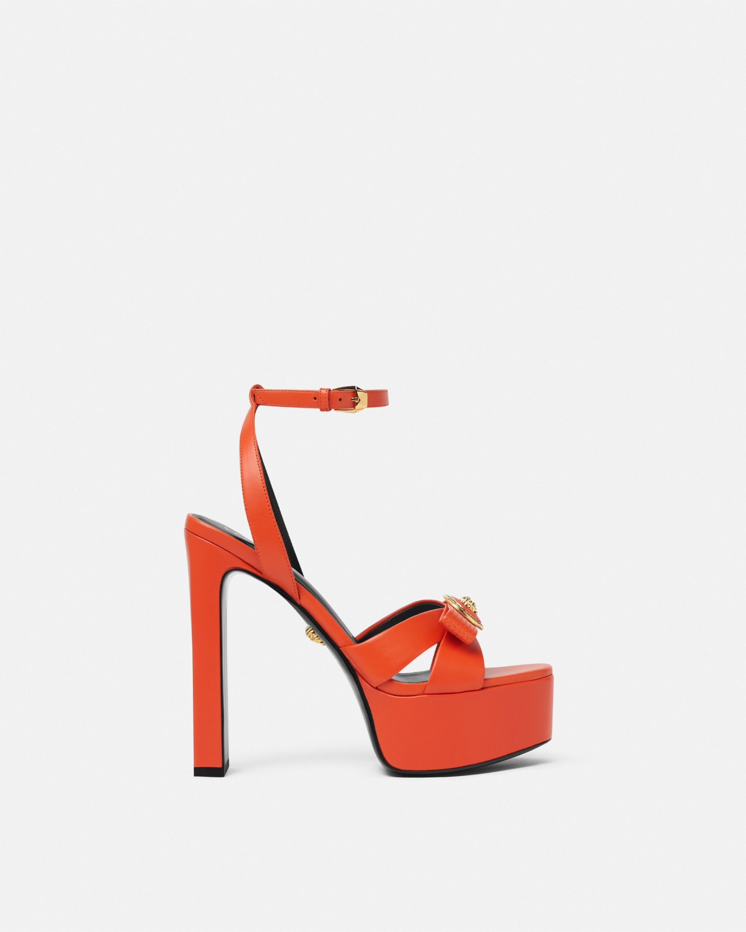 Versace Gianni Ribbon Sandals 140 Mm In Orange