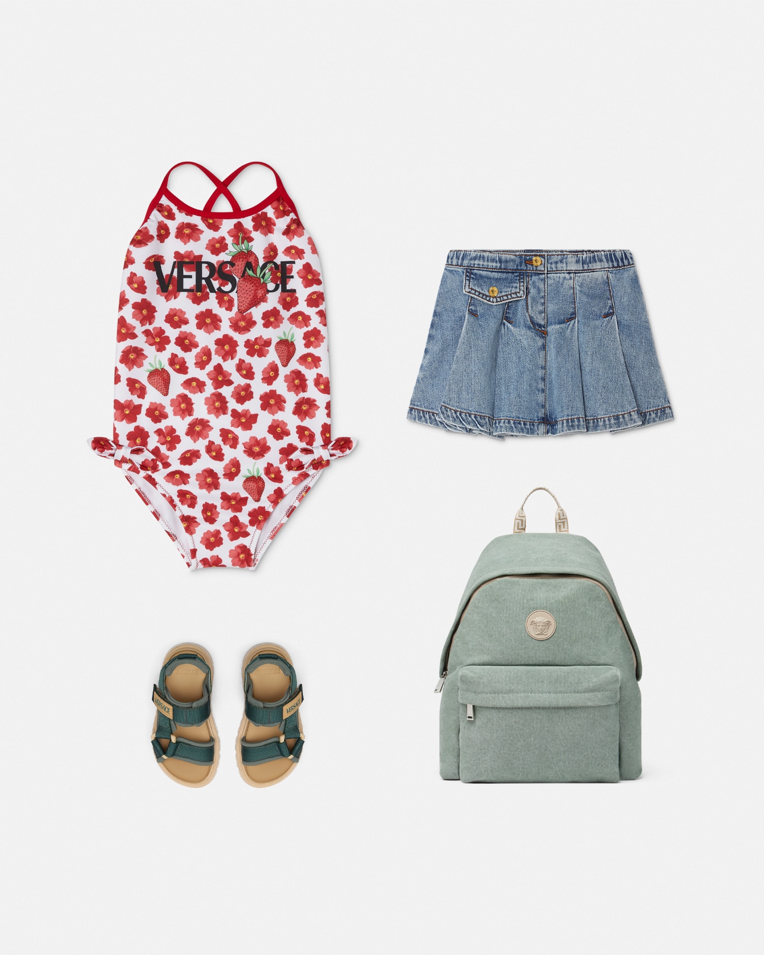 Versace Maillot De Bain Strawberry Garden Kids In Rouge+blanc