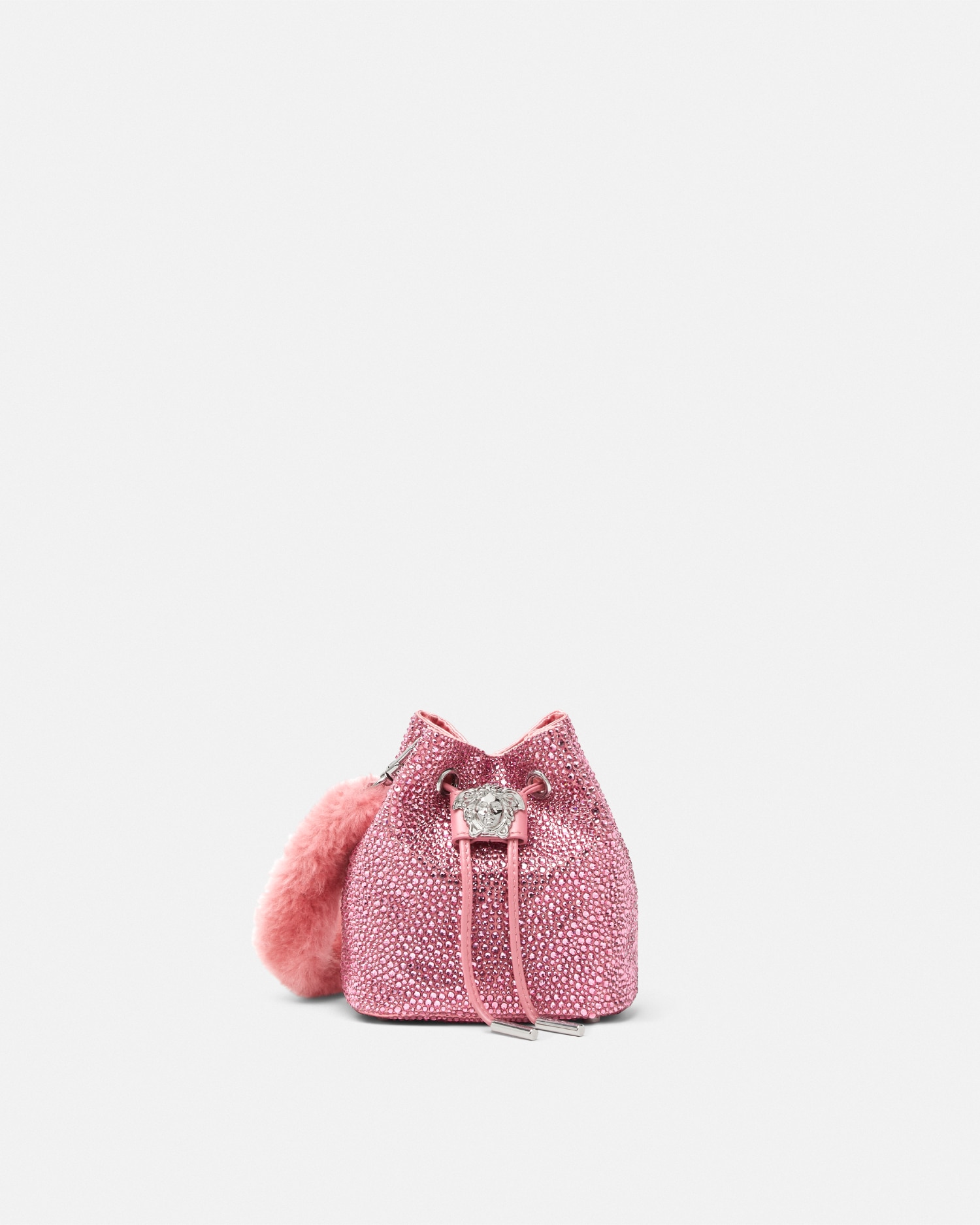 Versace Crystal La Medusa Mini Bucket Bag In Rose
