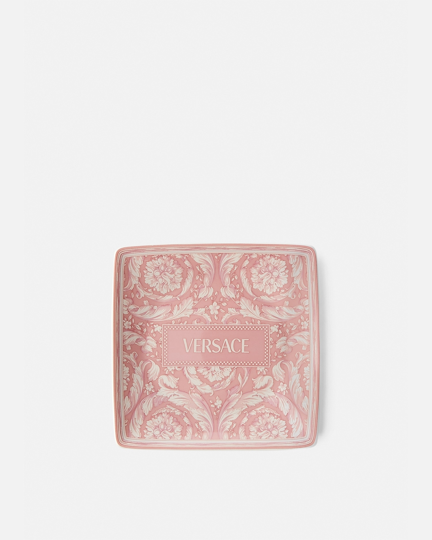 Versace Assiette Carrée Barocco 11,5 Cm In Rose