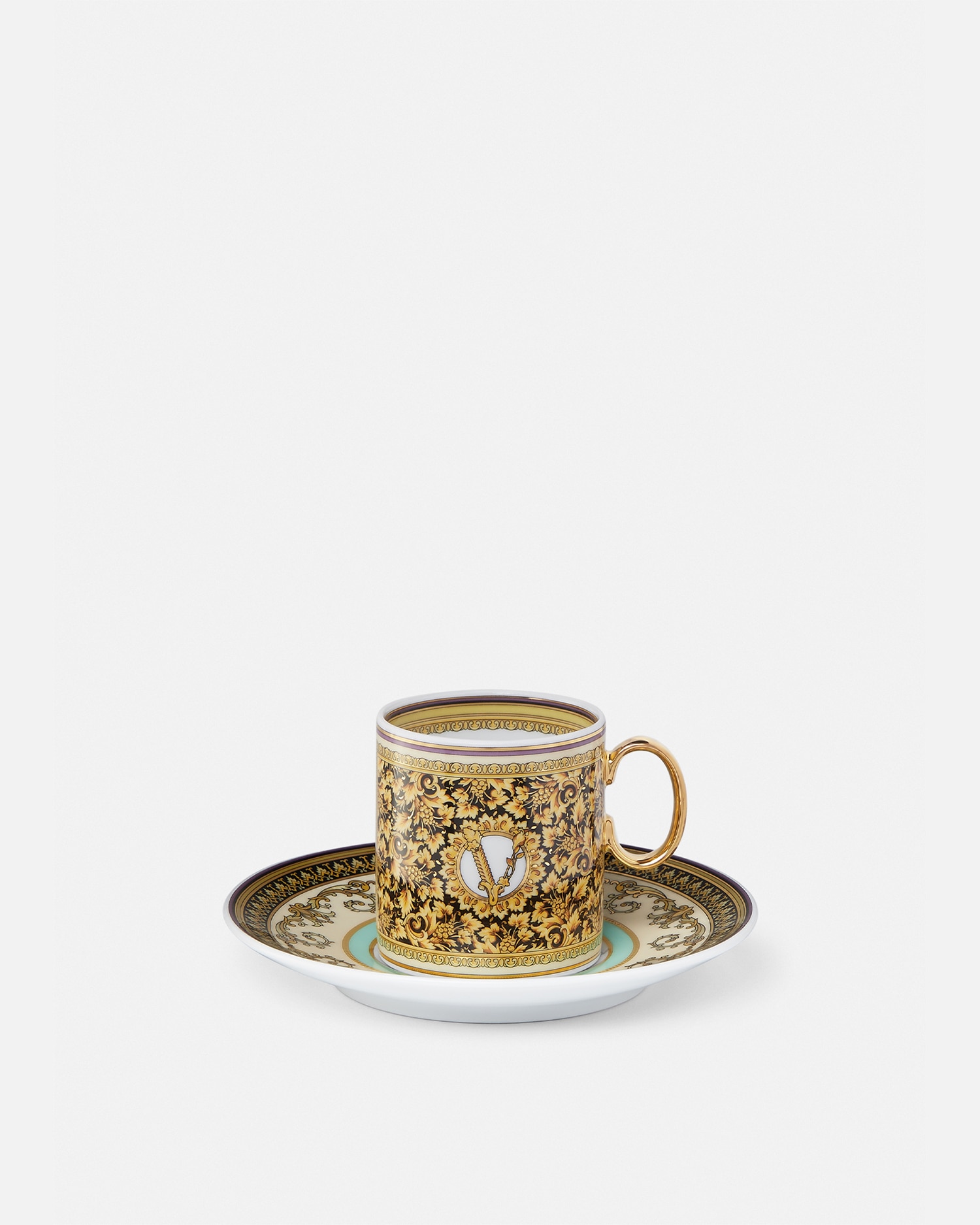 Versace Porcellane E Cristalli Barocco Mosaic Espresso Cup & Saucer In Gold