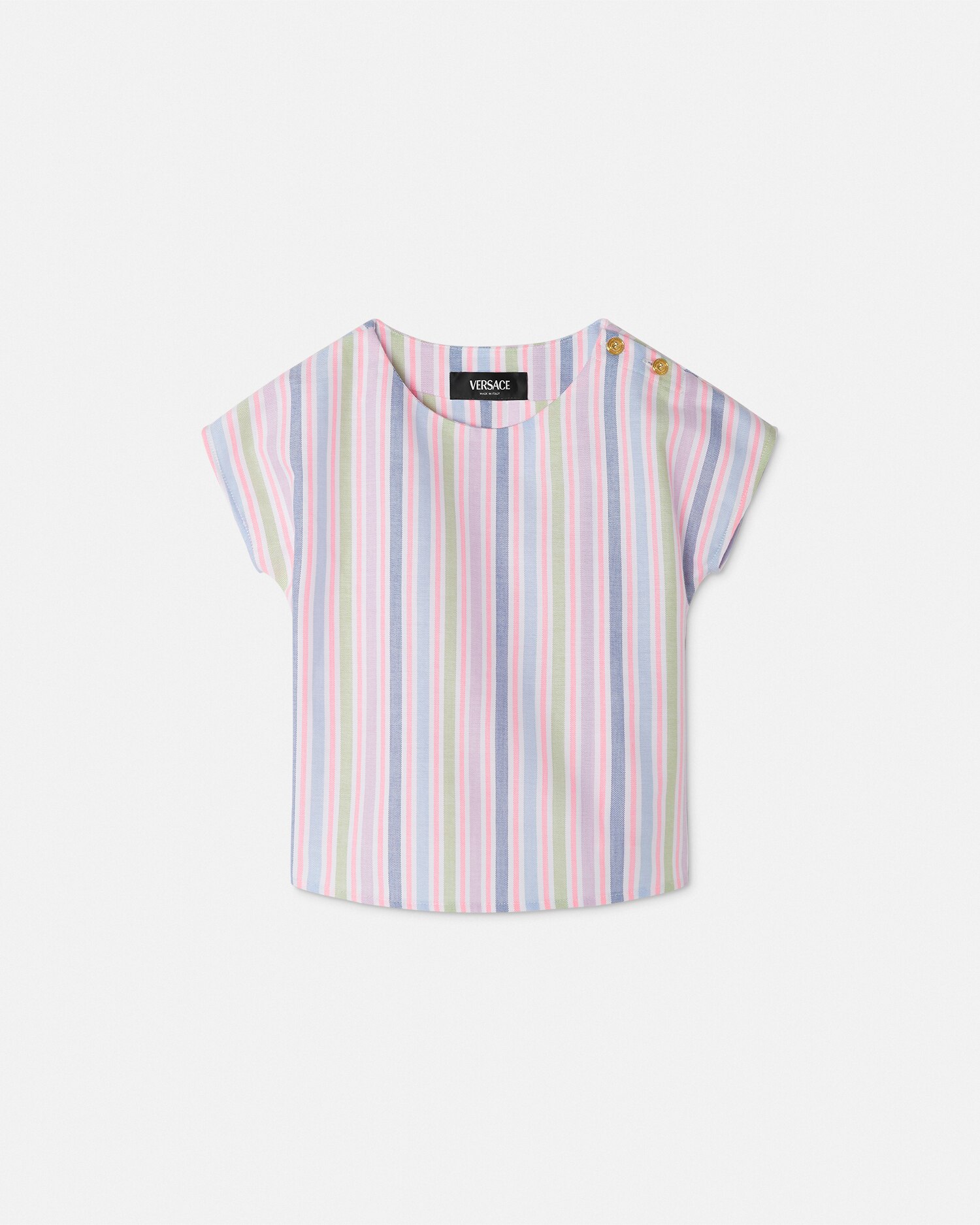 Versace Striped Kids Shirt In Multicolore