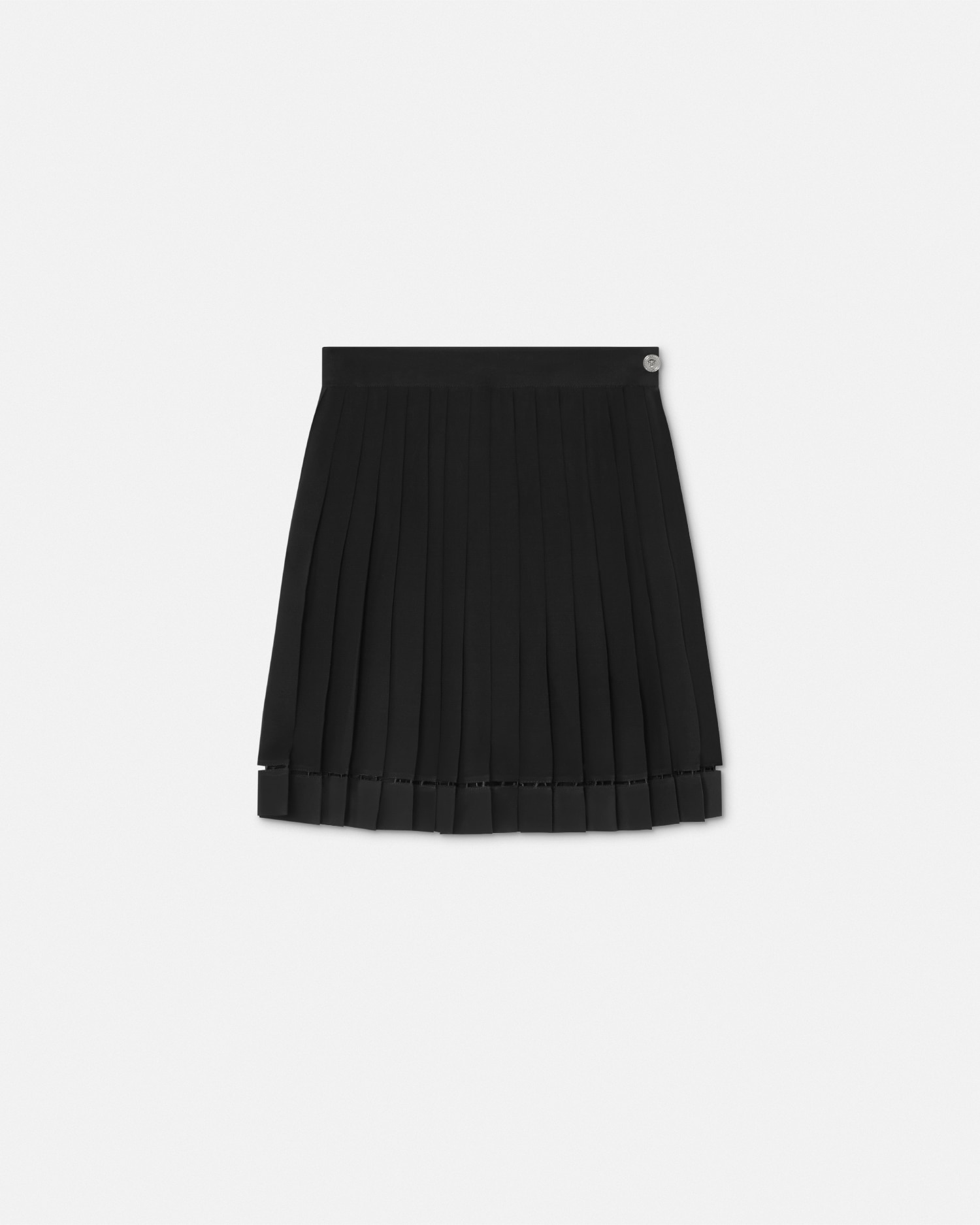 Versace Pleated Silk Georgette Mini Skirt In Black