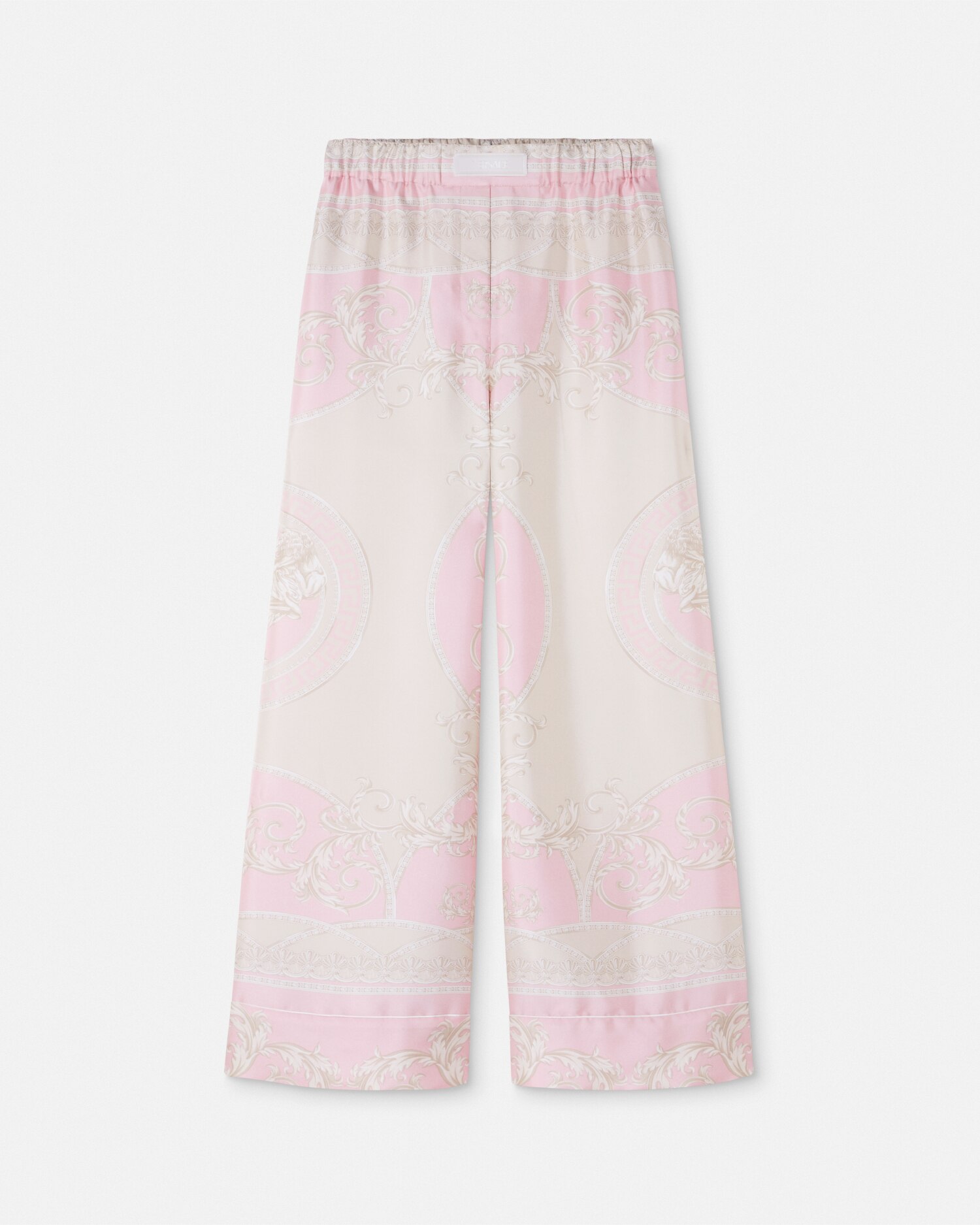 Versace La Coupe Des Dieux Pantalon En Soie In Rose+imprimer