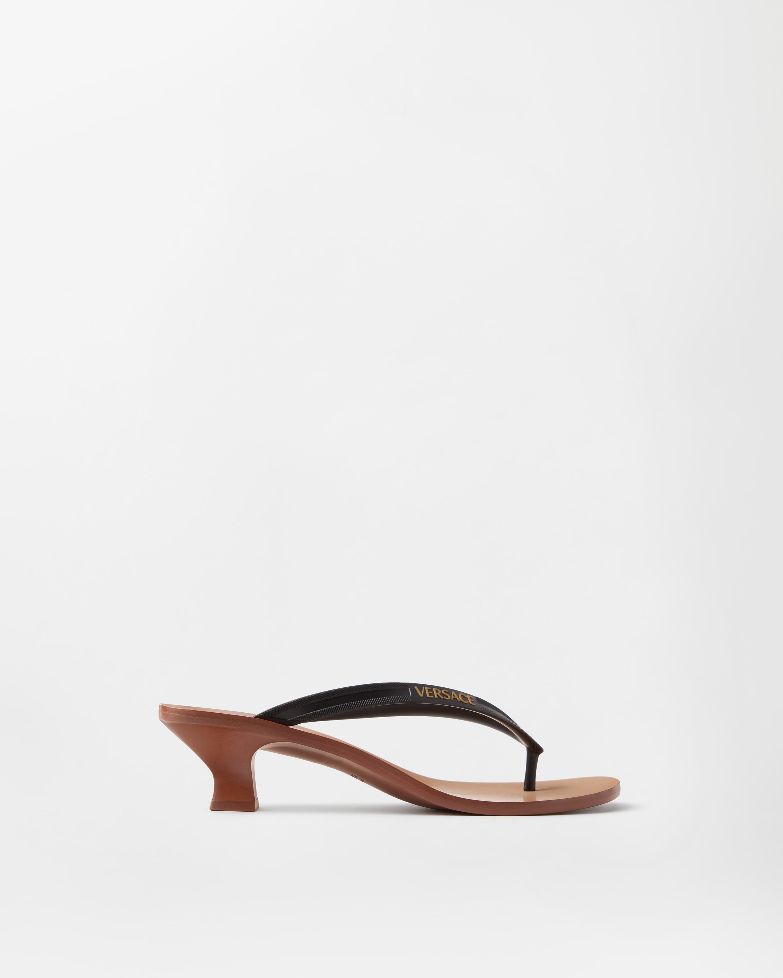 Versace Sophie Rubber Thong Sandals 40 Mm In Black