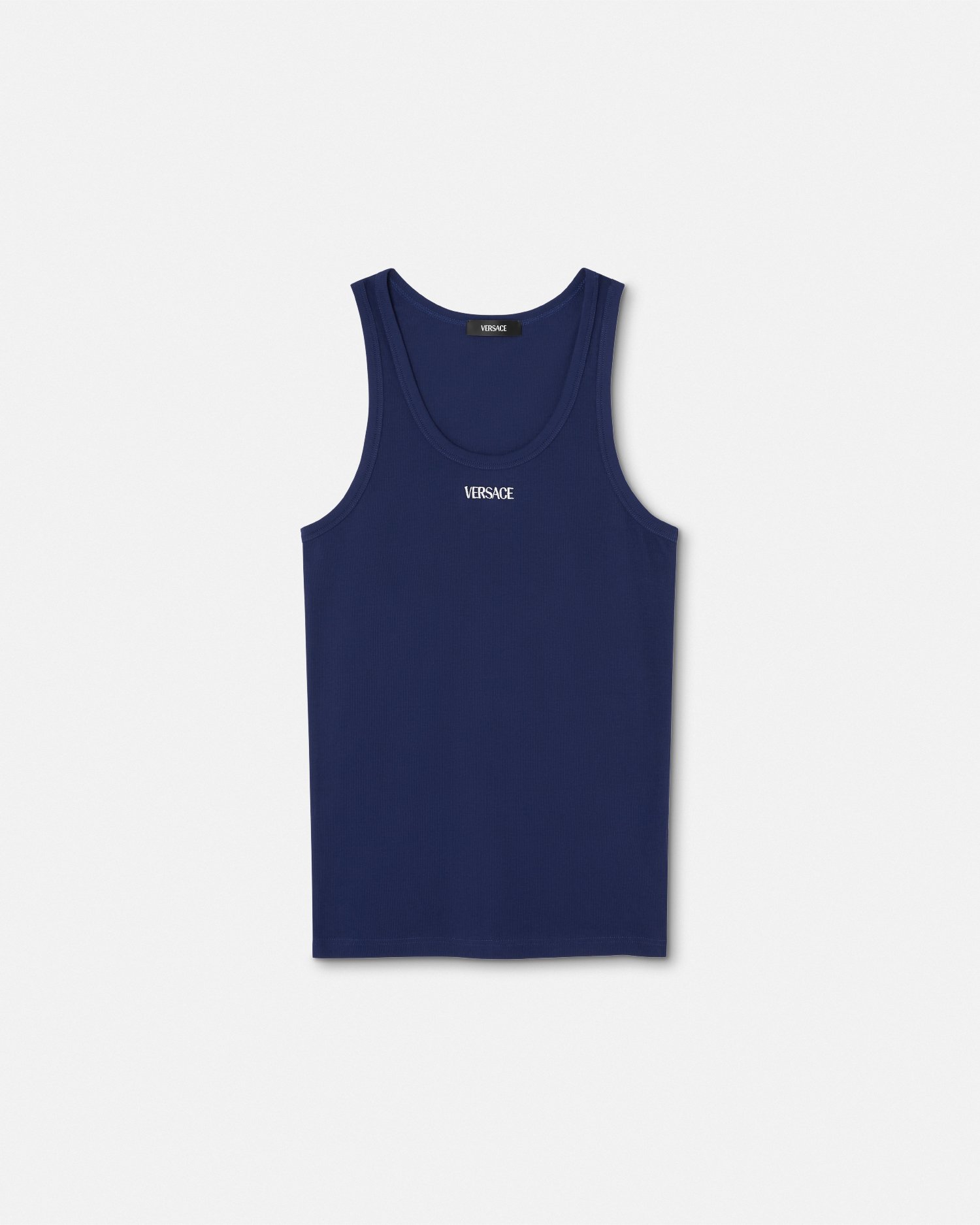 VERSACE ブラック タンクトップ Cotton Ribbed Tank Top Black | VERSACE US