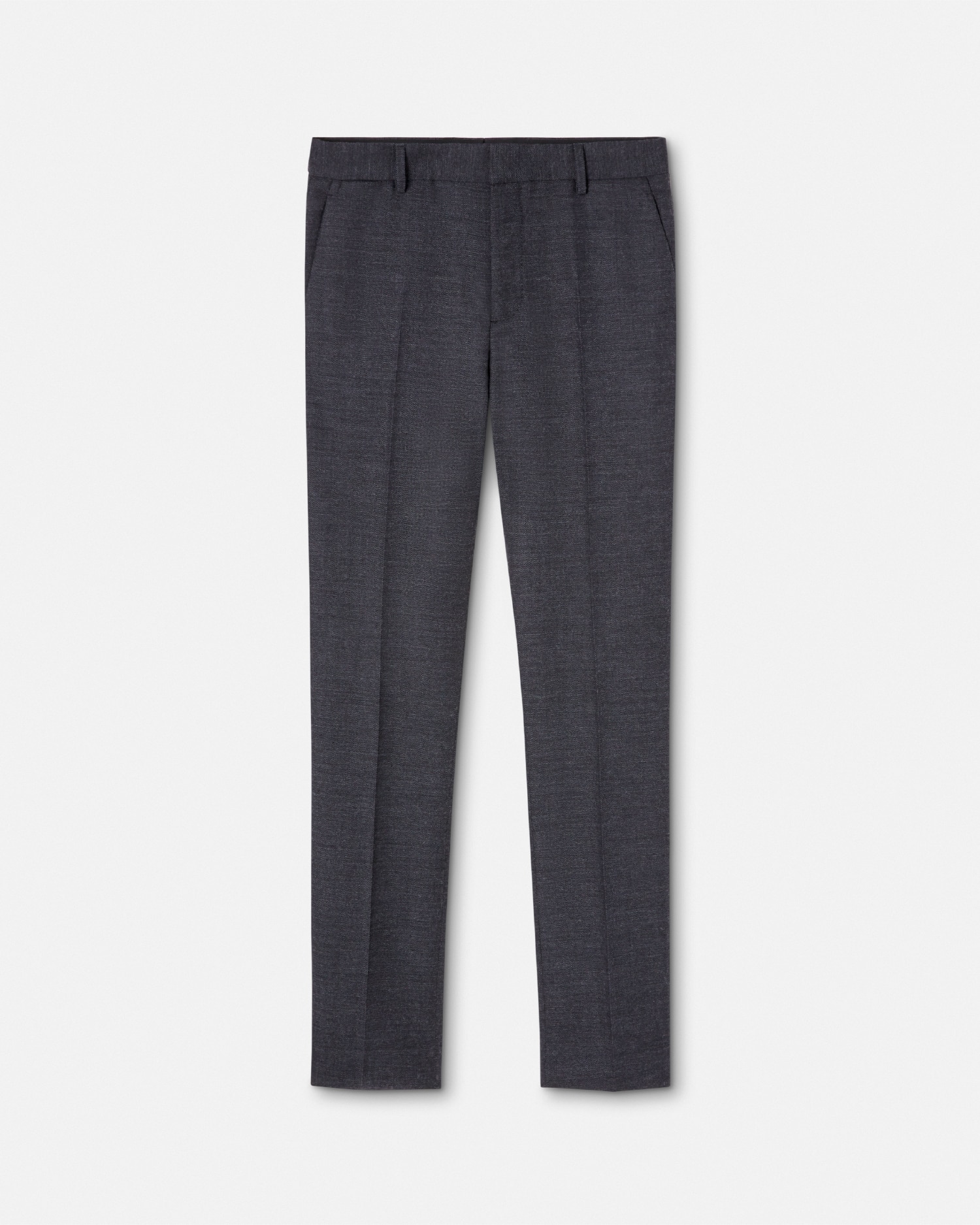 Herringbone Wool Formal Trousers Gray Versace GB