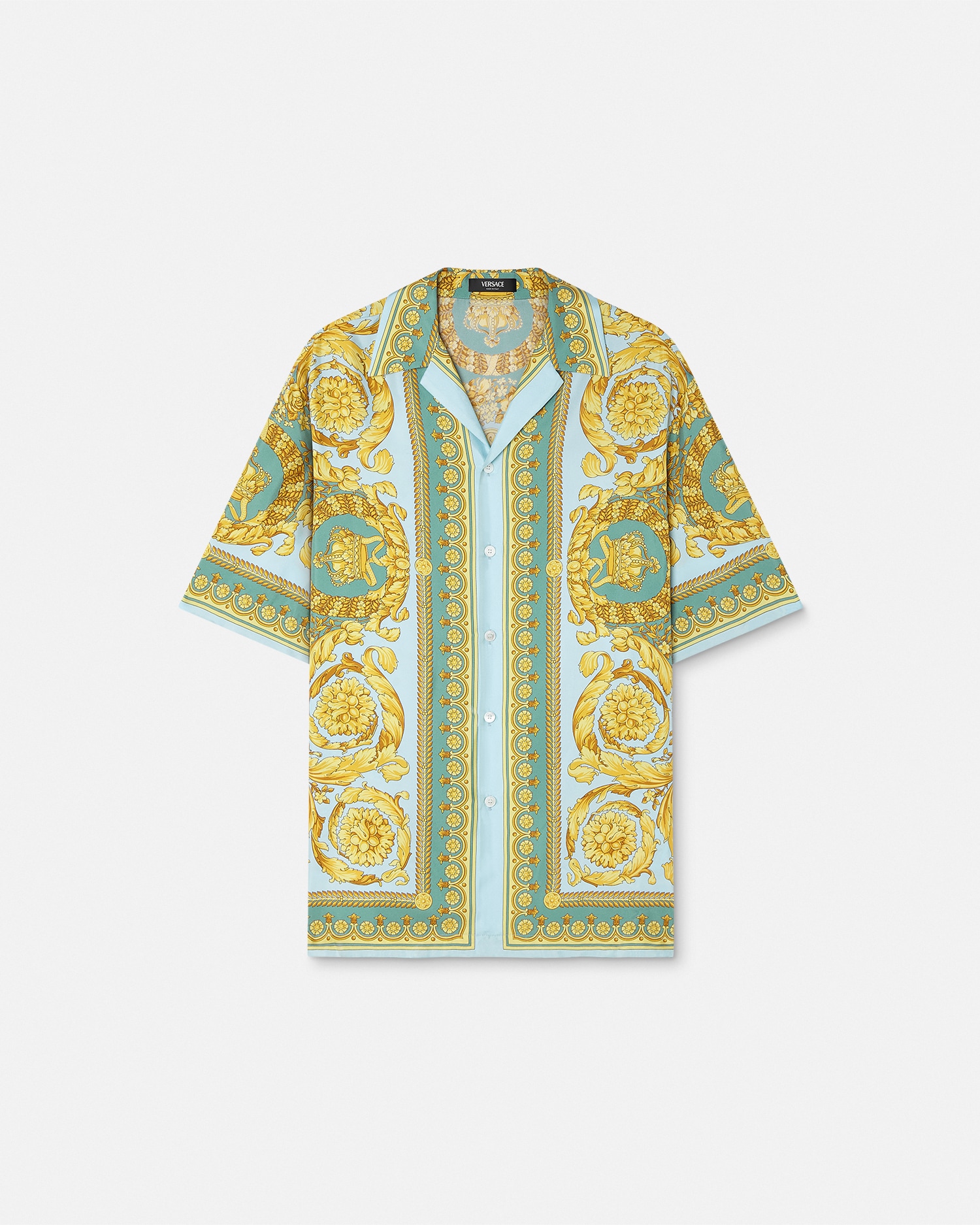 Barocco Silk Shirt Green,Gold VERSACE IN