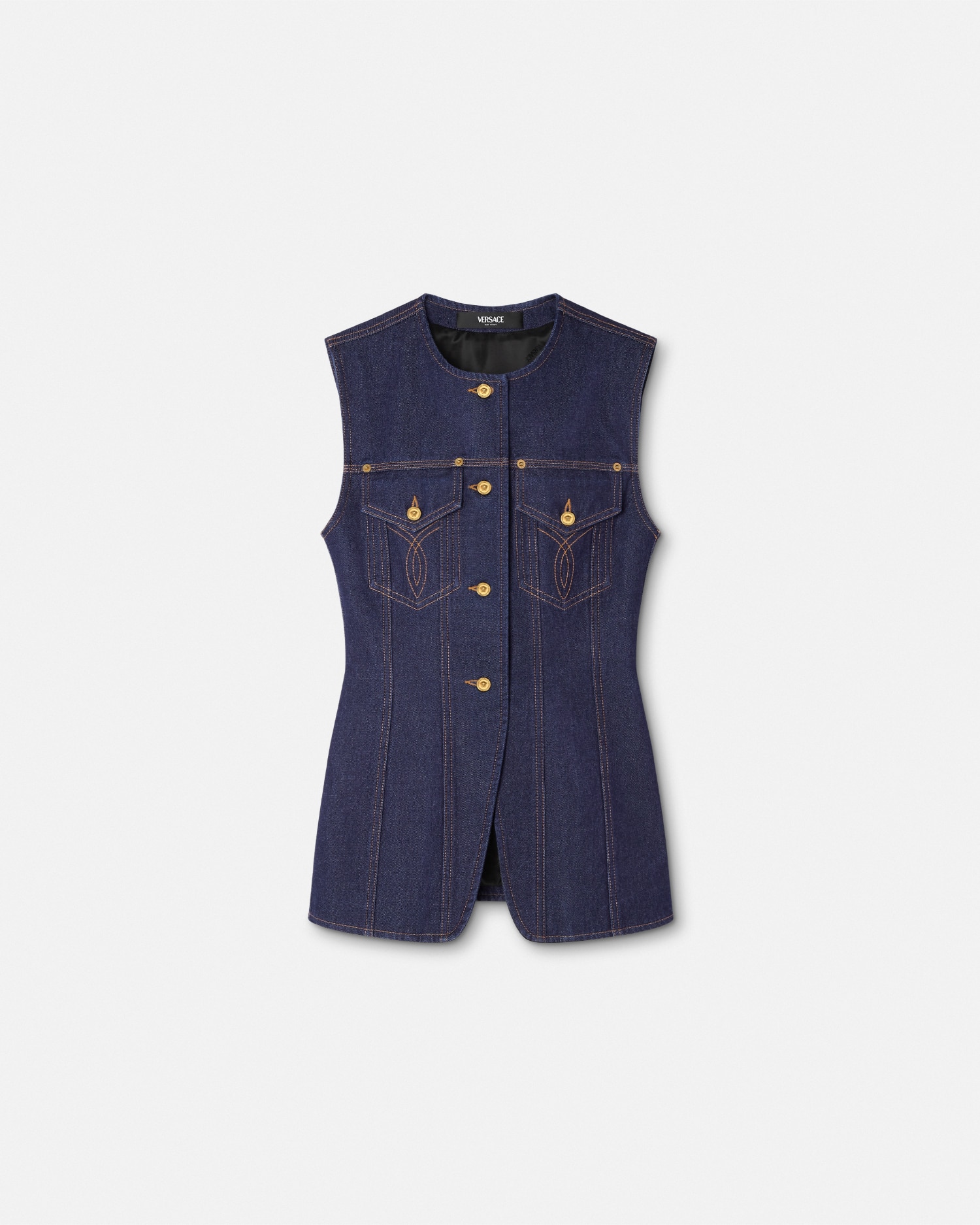 Versace Gilet Ajusté En Denim