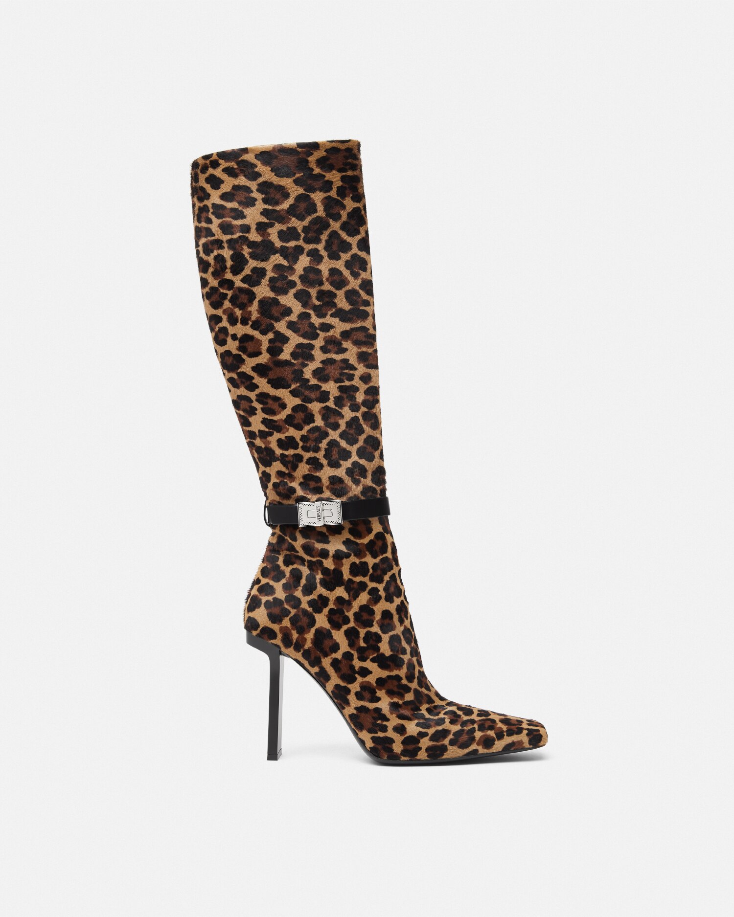 Leopard Slice Knee High Boots 105 mm