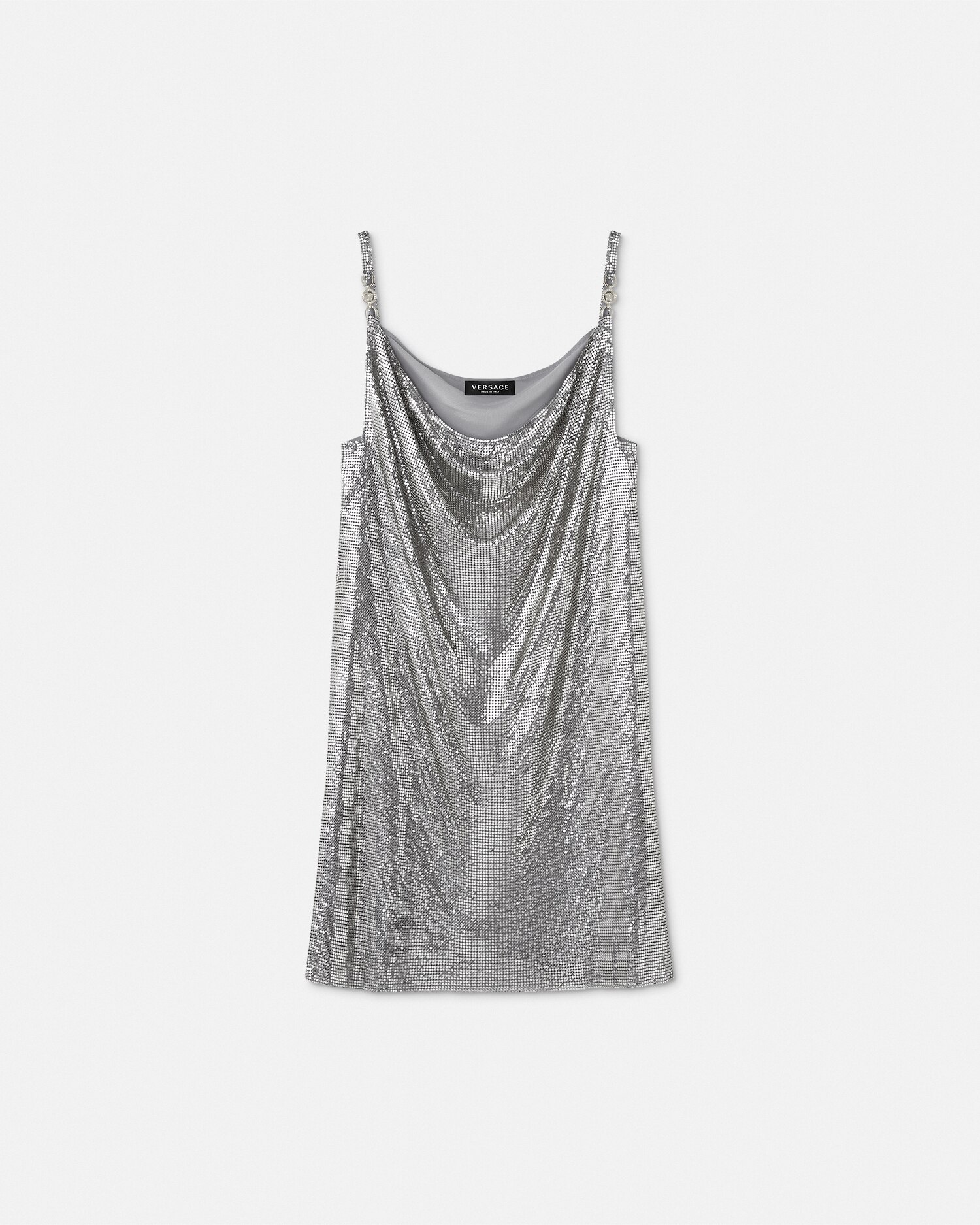Metal Mesh Slip Mini Dress Silver | VERSACE US Metal Mesh Slip Mini Dress Silver | VERSACE US