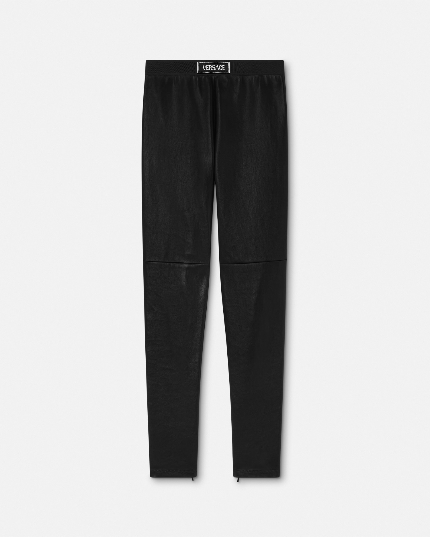 Versace Legging En Cuir Plongé '90s Vintage Logo In Black