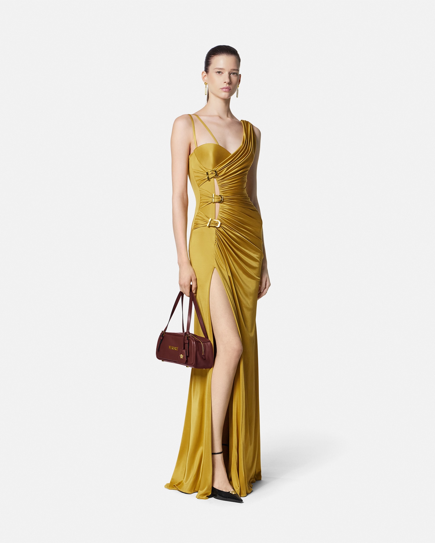 Versace Asymmetric Design Dress In Green