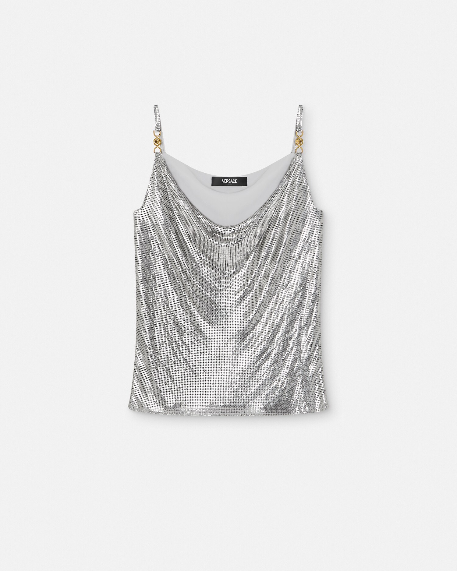 メルトザレディ mirror ball camisole silver Shinsto Women's Sexy Shiny Metallic Camisole U Neck Stretchy